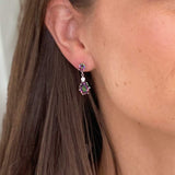 Mystic Earrings Color / Purple / Green / Pink Mystic Quartz Drop Earrings in Sterling Silver with White Topaz Detail