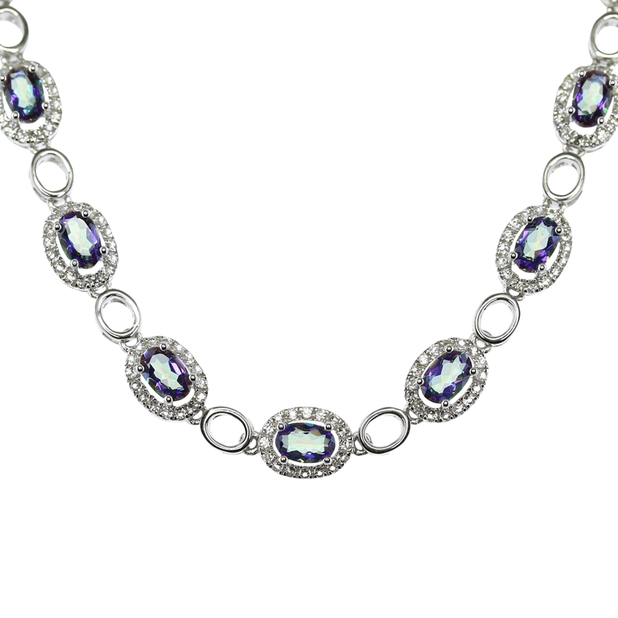 Mystic Necklaces Color / Blue Blue Mystic Quartz Oval Necklace in Sterling Silver
