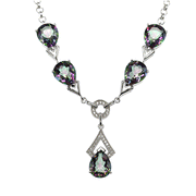 Mystic Necklaces Color / Purple/Green/Pink Mystic Quartz Teardrop Necklace in Sterling Silver with White Topaz Detail