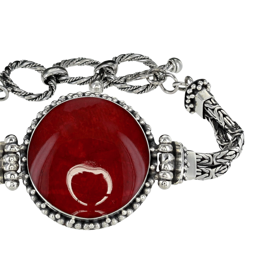 Ocean Collection Bracelets Default Title / Red Coral Round Coral Bali Byzantine Bracelet