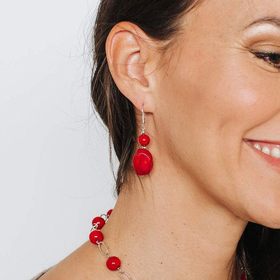 Ocean Collection Earrings Coral 2-Bead Drop Earrings