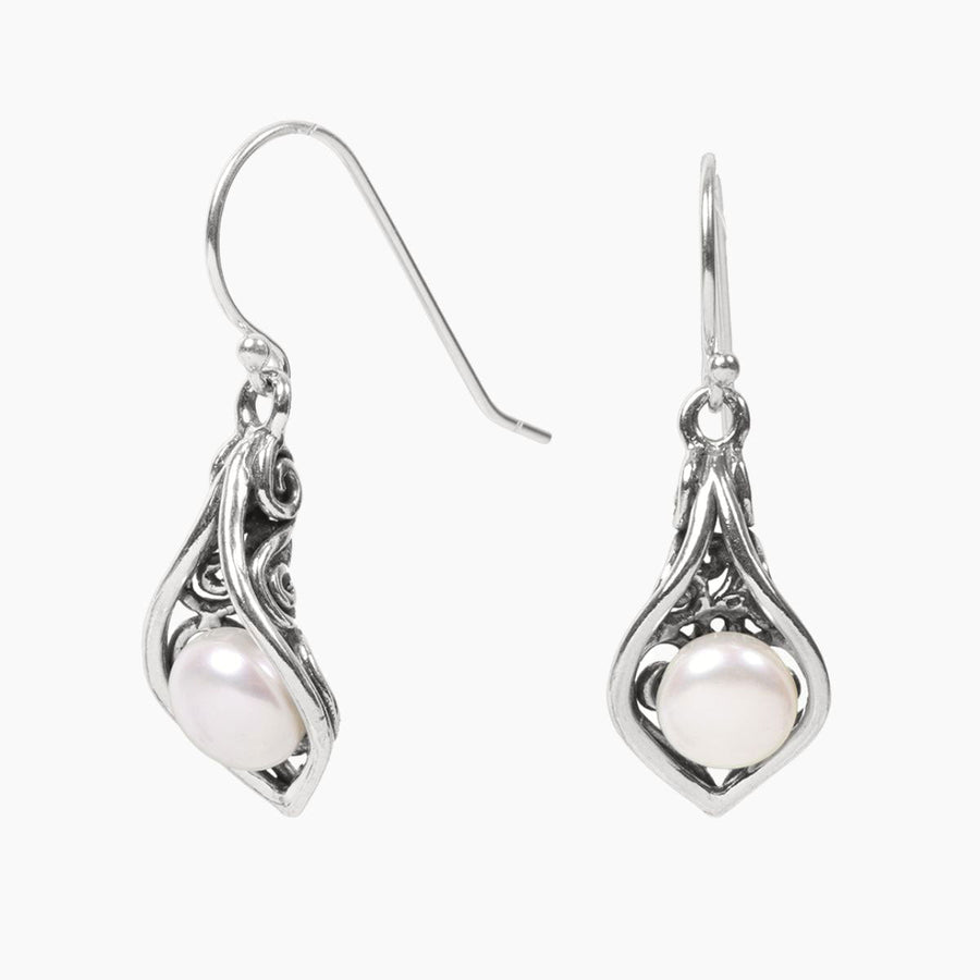 Ocean Collection Earrings Pearl Freshwater Pearl Calla Lily Earrings in Sterling Silver