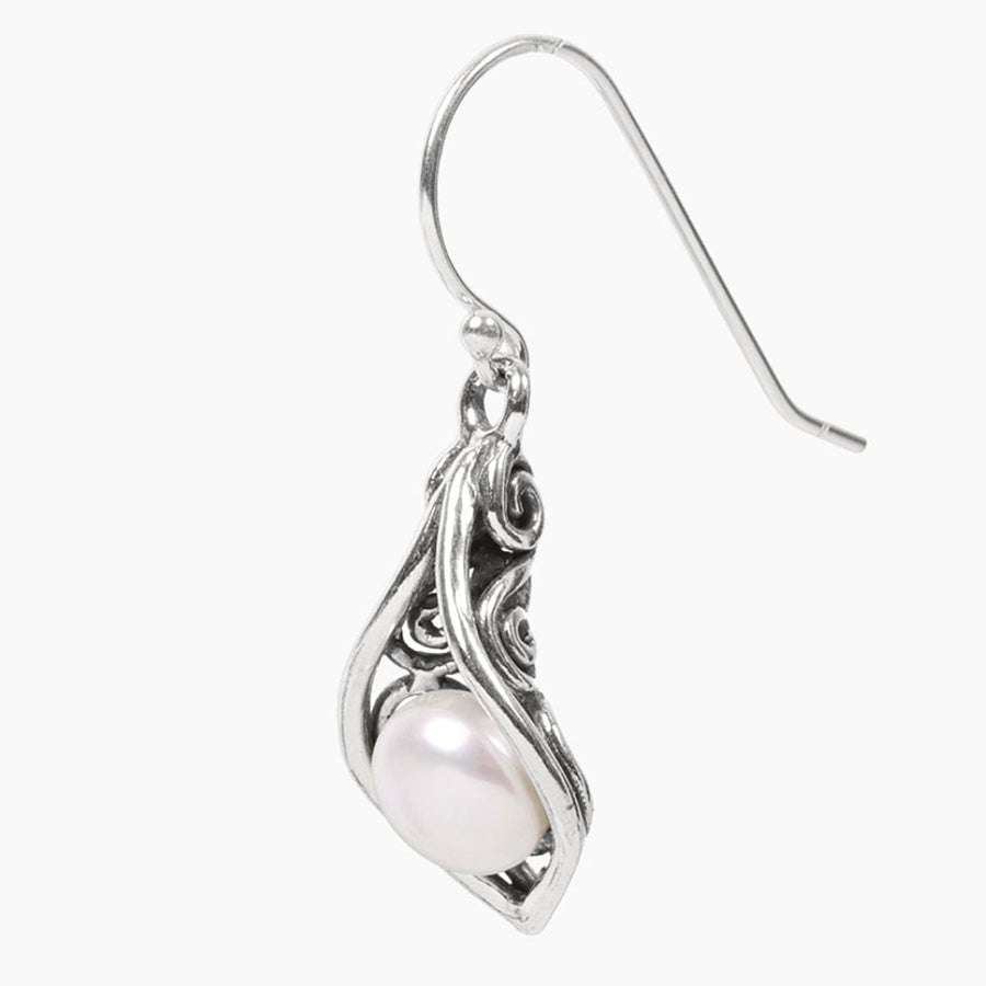 Ocean Collection Earrings Pearl Freshwater Pearl Calla Lily Earrings in Sterling Silver