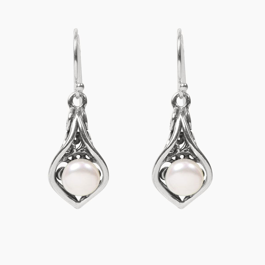 Ocean Collection Earrings Pearl Freshwater Pearl Calla Lily Earrings in Sterling Silver