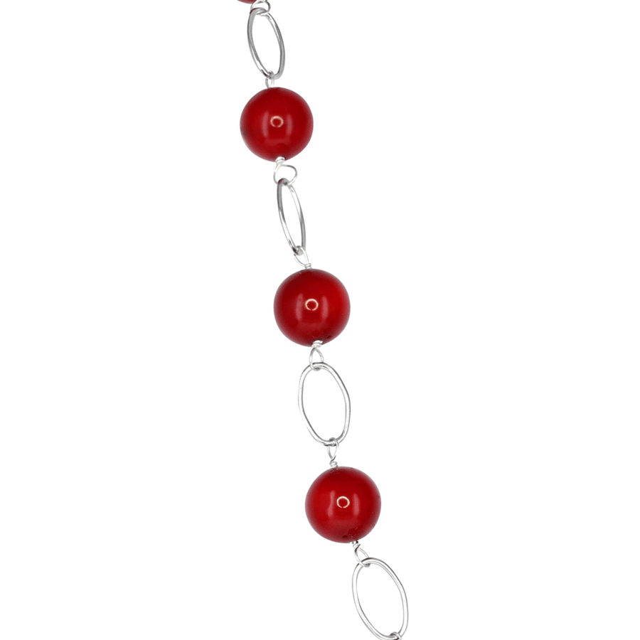 Ocean Collection Necklaces Default Title / Red Coral Red Coral Ball & Sterling Silver Necklace