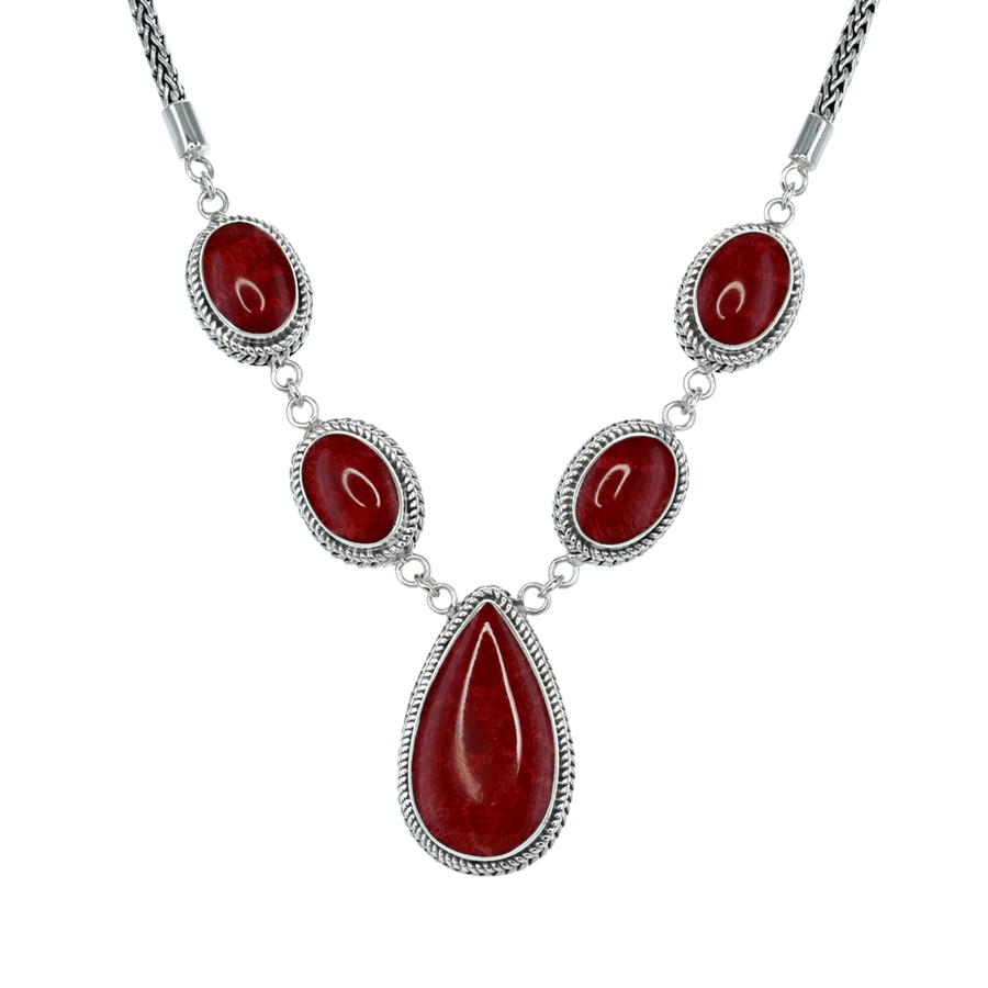Ocean Collection Necklaces Default Title / Red Red Coral Drop Bali-Style Necklace