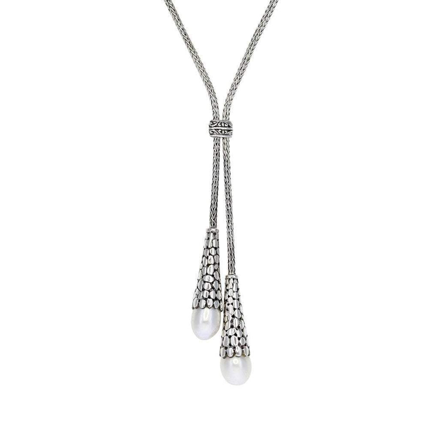 Ocean Collection Necklaces White Bali Freshwater Pearl Drop Necklace in Sterling Silver