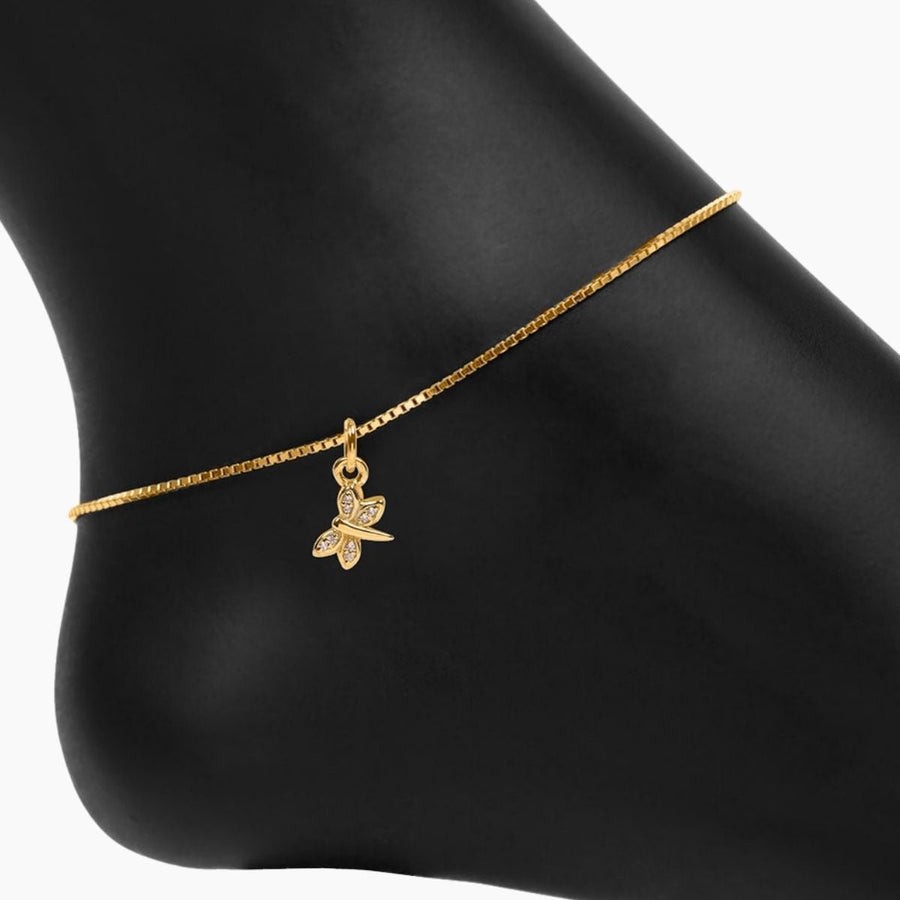 Roma Charm Collection Anklet Roma Dragonfly CZ Charm Adjustable Anklet