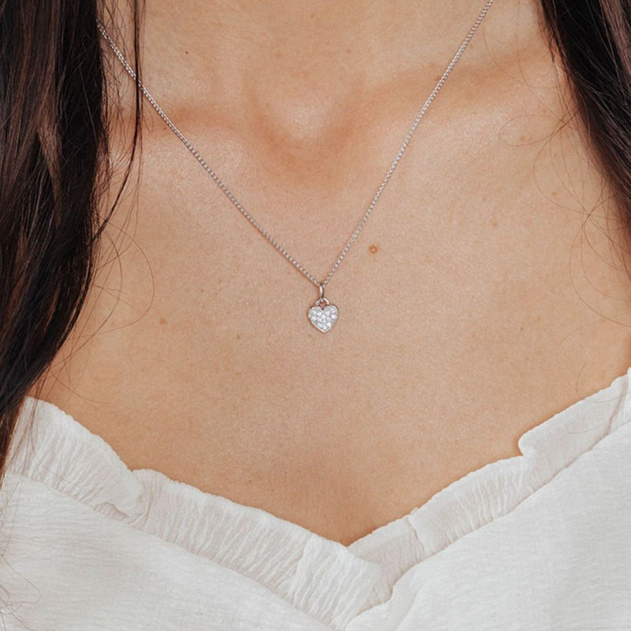 Roma Charm Collection Pendant Silver Roma Heart CZ Charm (Silver)