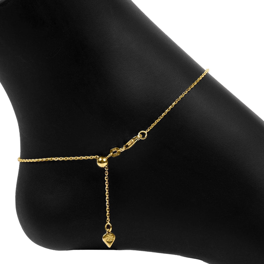 Roma Designer Jewelry Necklaces Gold Anklet Italian Sterling Silver Verona Cable Adjustable Chain