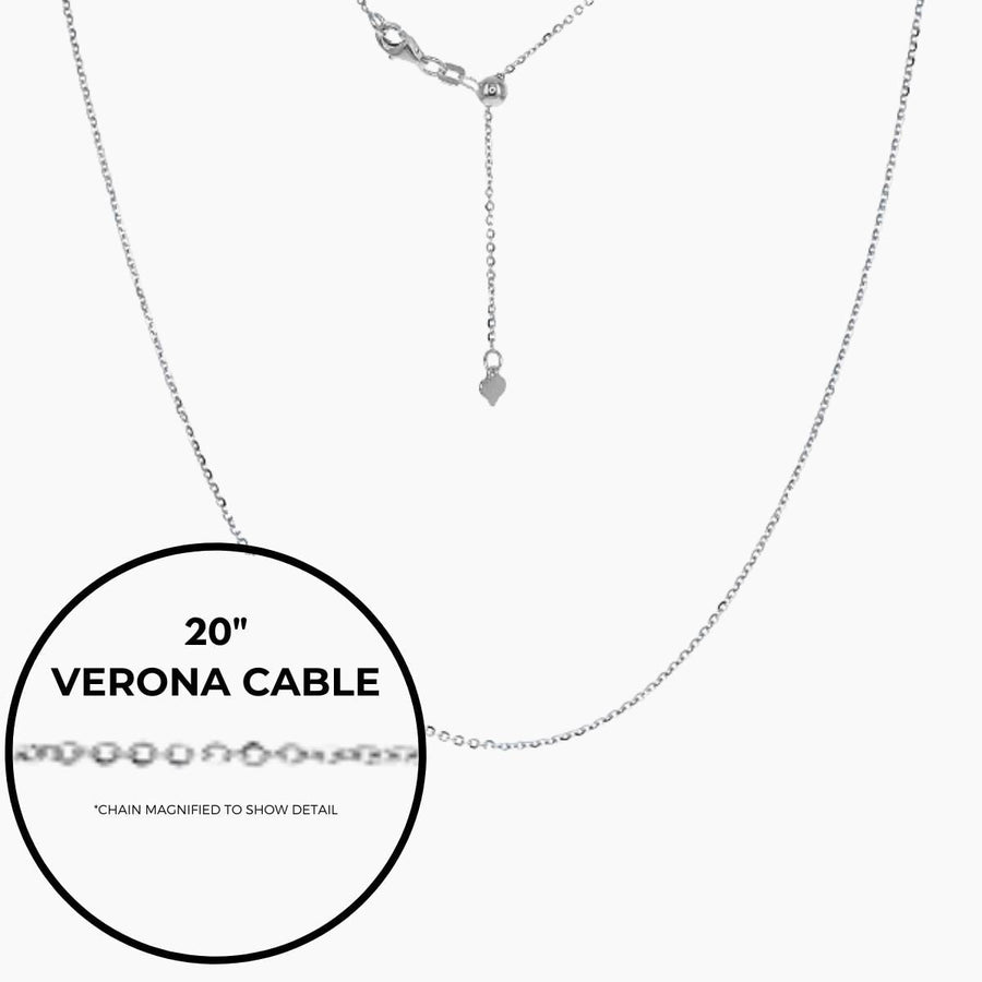 Roma Designer Jewelry Necklaces up to 20" Italian Sterling Silver Verona Cable Adjustable Chain