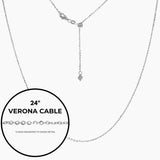 Roma Designer Jewelry Necklaces up to 24" Italian Sterling Silver Verona Cable Adjustable Chain
