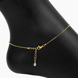 Roma Designer Jewelry (RDJ, LLC) Anklet 9" + 1" Extension Roma Moon & Star CZ Charm Anklet (Gold)
