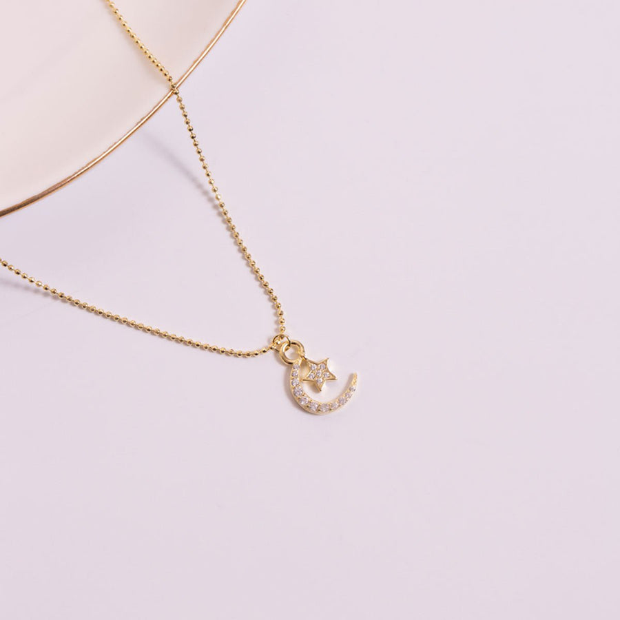 Roma Designer Jewelry (RDJ, LLC) Anklet 9" + 1" Extension Roma Moon & Star CZ Charm Anklet (Gold)
