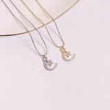 Roma Designer Jewelry (RDJ, LLC) Anklet 9" + 1" Extension Roma Moon & Star CZ Charm Anklet (Gold)