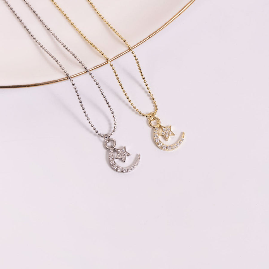 Roma Designer Jewelry (RDJ, LLC) Anklet 9" + 1" Extension Roma Moon & Star CZ Charm Anklet (Gold)