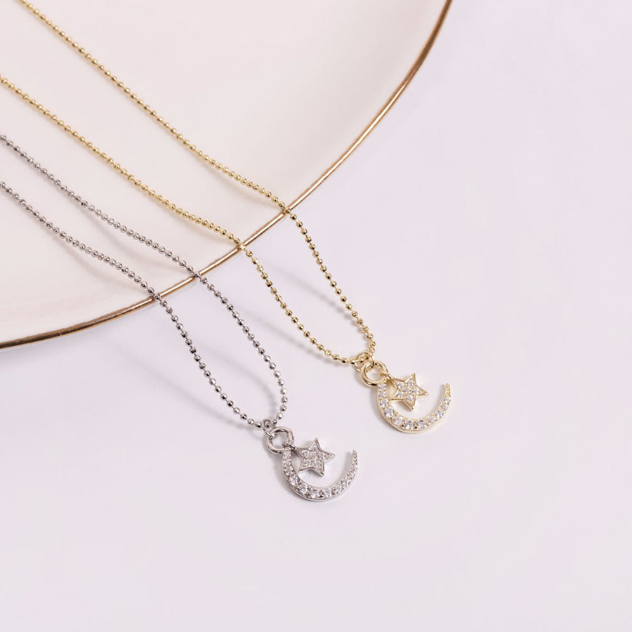 Roma Designer Jewelry (RDJ, LLC) Anklet 9" + 1" Extension Roma Moon & Star CZ Charm Anklet (Gold)