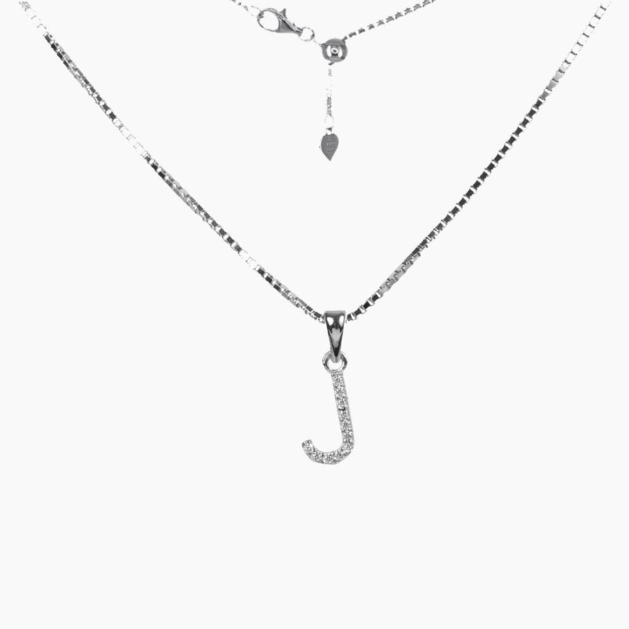 Roma Designer Jewelry (RDJ, LLC) Necklace J Sterling Silver CZ Small Initial Necklace