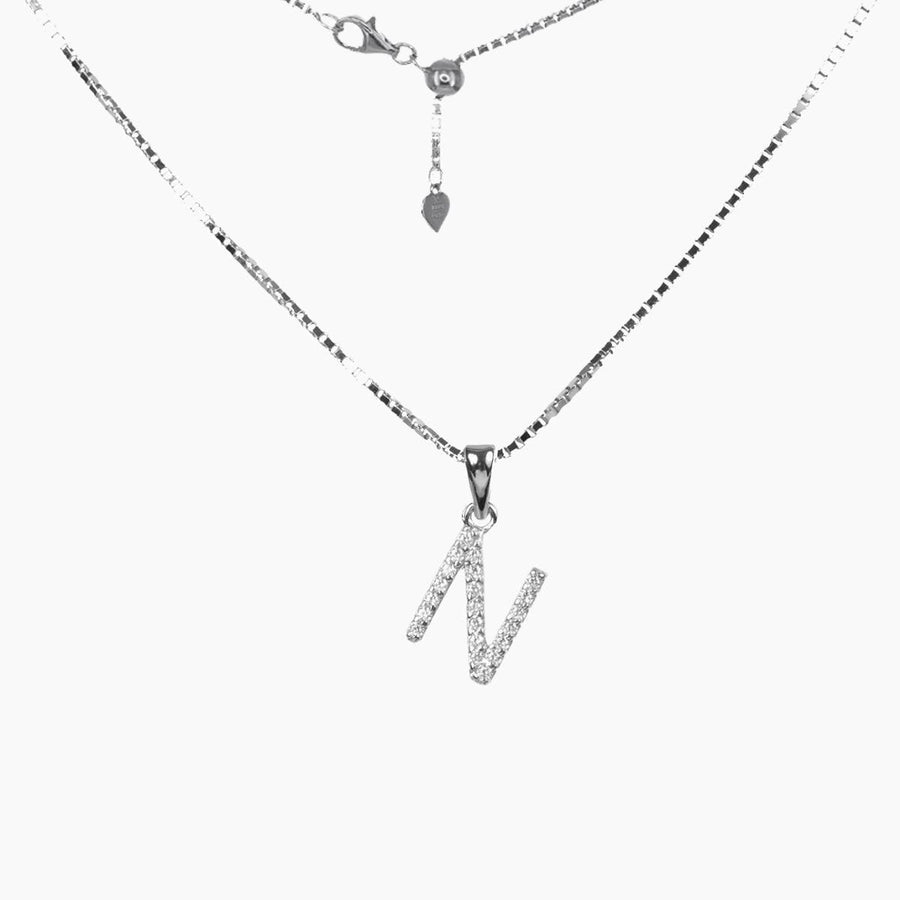 Diamond Letter N Necklace Silver | Medley Jewellery