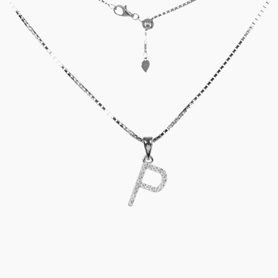 Roma Designer Jewelry (RDJ, LLC) Necklace P Sterling Silver CZ Small Initial Necklace