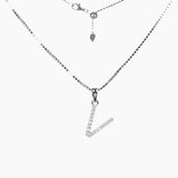 Roma Designer Jewelry (RDJ, LLC) Necklace V Sterling Silver CZ Small Initial Necklace