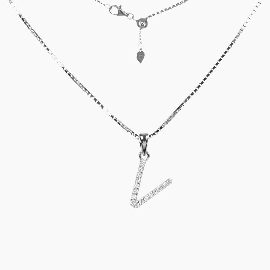 Roma Designer Jewelry (RDJ, LLC) Necklace V Sterling Silver CZ Small Initial Necklace