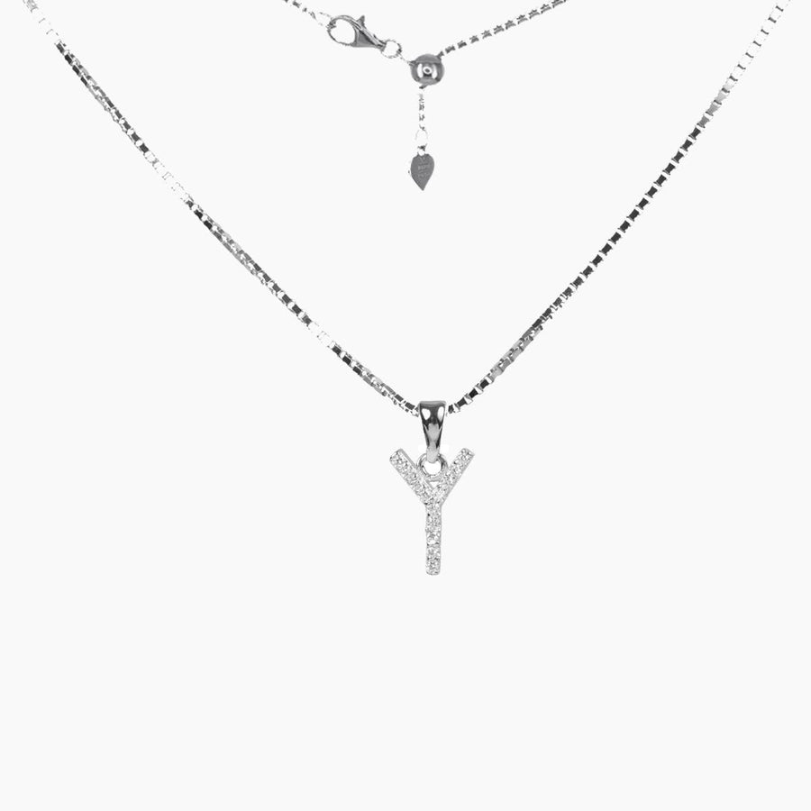 Roma Designer Jewelry (RDJ, LLC) Necklace Y Sterling Silver CZ Small Initial Necklace