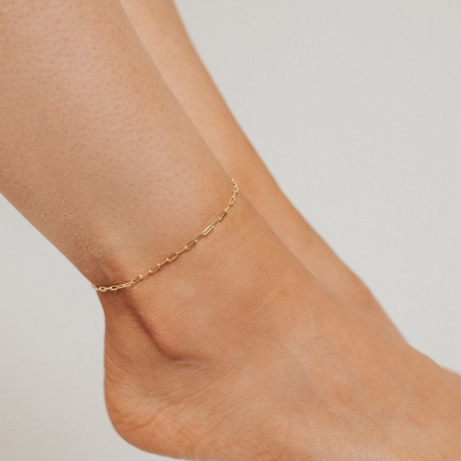 Roma Italian Adjustables Anklet Adjustable Graffetta Paperclip Anklet (Gold)