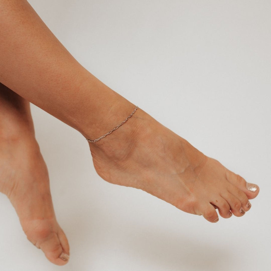 Roma Italian Adjustables Anklet Silver Adjustable Graffetta Paperclip Anklet (Silver)