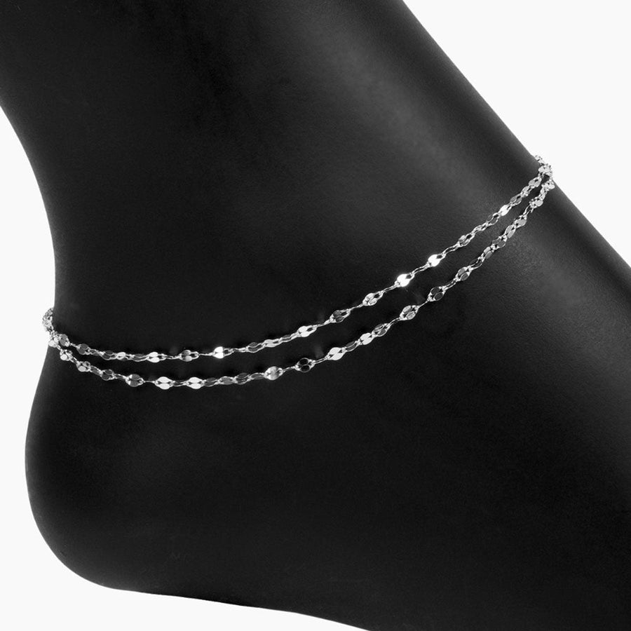 Roma Italian Adjustables Anklet Silver Double Strand Specchio Mirror Chain Anklet (Silver)
