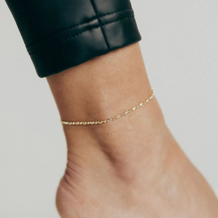 Roma Italian Adjustables Anklet Up to 10" Adjustable Luna Bead Anklet (Gold)