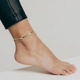 Roma Italian Adjustables Anklet Up to 10" Adjustable Luna Bead Anklet (Gold)