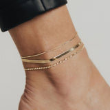 Roma Italian Adjustables Anklet Up to 10" Adjustable Luna Bead Anklet (Gold)
