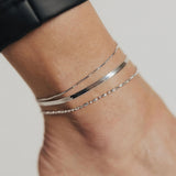 Roma Italian Adjustables Anklet Up to 10" Adjustable Luna Bead Anklet (Silver)