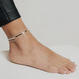 Roma Italian Adjustables Anklet Up to 10" Adjustable Luna Bead Anklet (Silver)