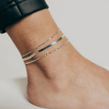 Roma Italian Adjustables Anklet Up to 10" Adjustable Luna Bead Anklet (Silver)