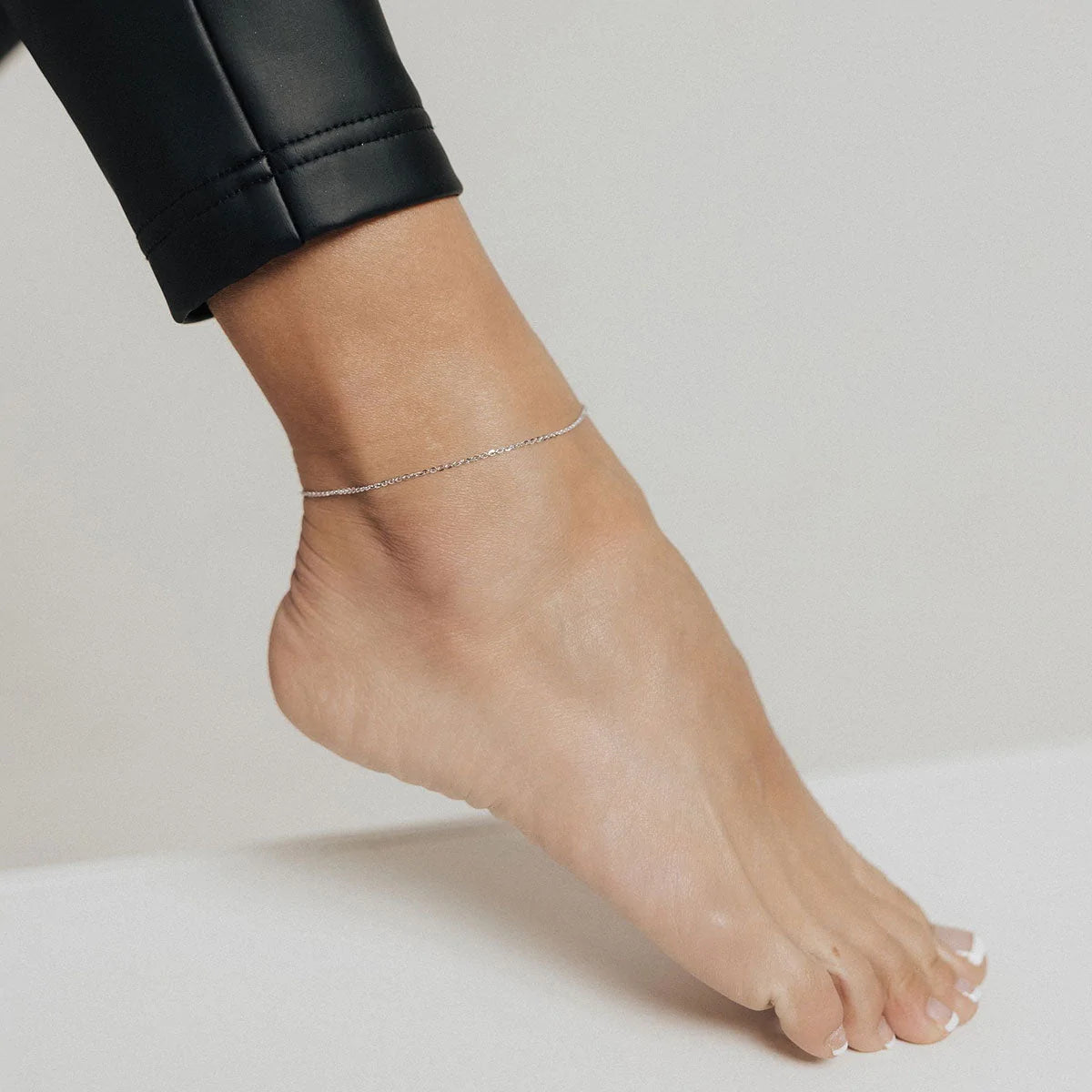 Adjustable Luna Bead Anklet Silver
