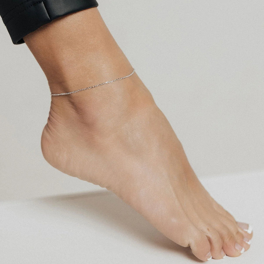 Roma Italian Adjustables Anklet Up to 10" Adjustable Verona Cable Anklet (Silver)