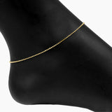 Roma Italian Adjustables Anklet Up to 10" Italian Ferrara Diamond-Cut Bead Adjustable Anklet (Gold)
