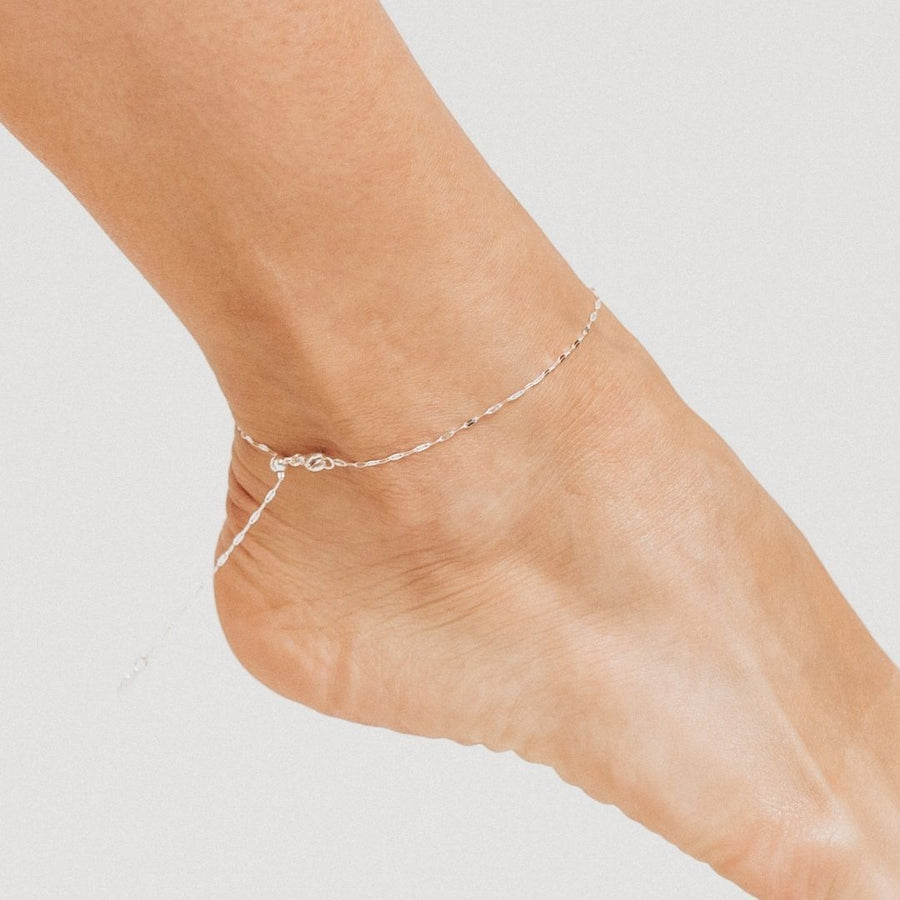 Roma Italian Adjustables Anklet Up to 11" Adjustable Specchio Mirror Anklet (Silver)