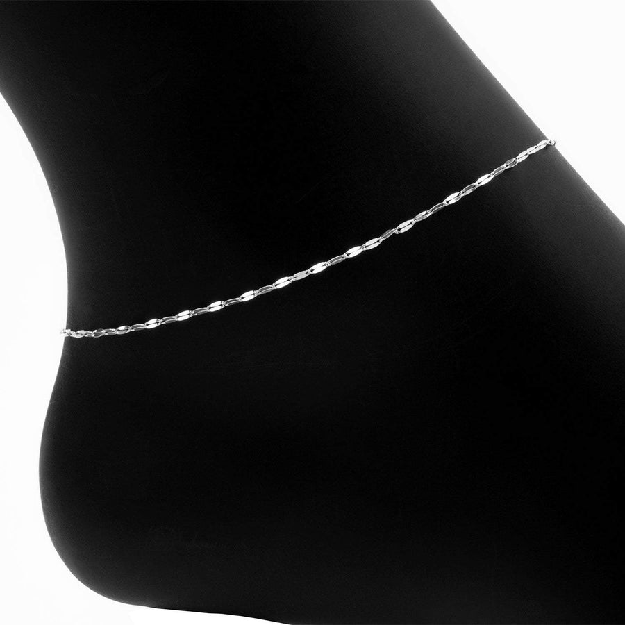 Roma Italian Adjustables Anklet Up to 11" Adjustable Specchio Mirror Anklet (Silver)