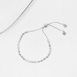 Roma Italian Adjustables Bracelets Adjustable Moon Cut Bead Friendship Bracelet (Silver)