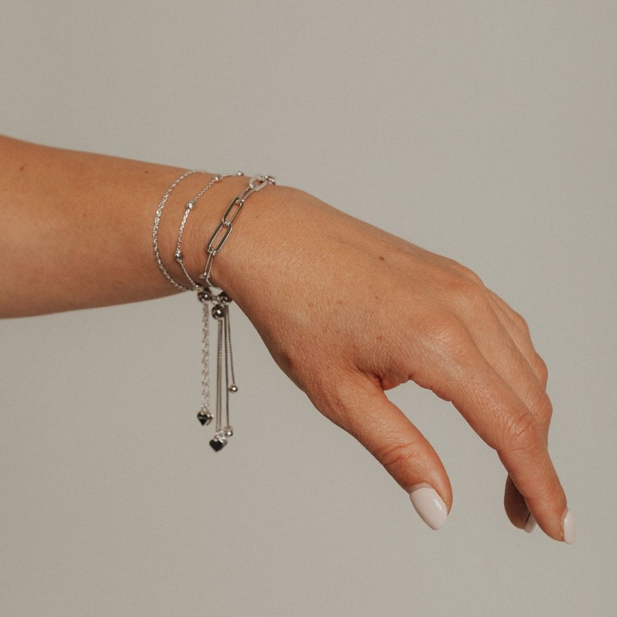 Roma Italian Adjustables Bracelets Adjustable Moon Cut Stazione Friendship Bracelet (Silver)