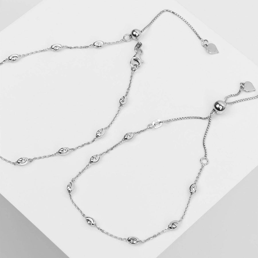 Roma Italian Adjustables Bracelets Adjustable Moon Cut Stazione Friendship Bracelet (Silver)
