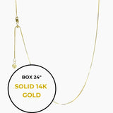 Roma Italian Adjustables Necklaces Gold 24" Solid 14K Gold Italian Venezia Box Adjustable Chain
