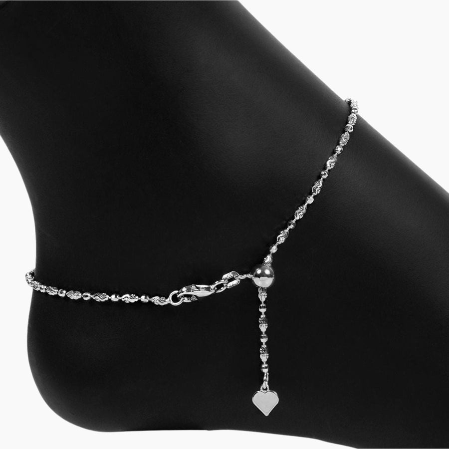 Roma Italian Adjustables Necklaces Silver Anklet Italian Luna Bead Adjustable Chain