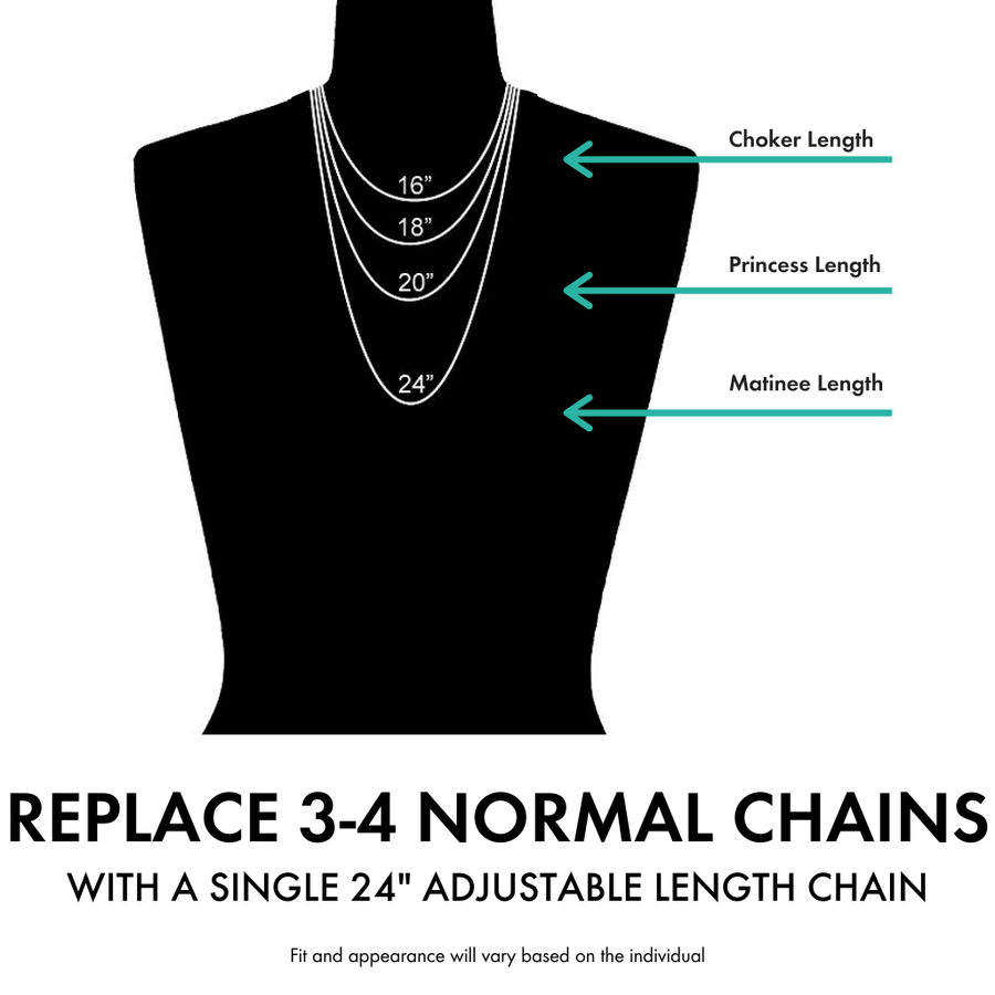 Roma Italian Adjustables Necklaces Silver BUNDLE (2): 24" Milano Twist Adjustable Chains in Silver + Gold