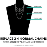 Roma Italian Adjustables Necklaces Silver BUNDLE (3): 24" Milano Twist Adjustable Chains in Silver + Gold + Rose