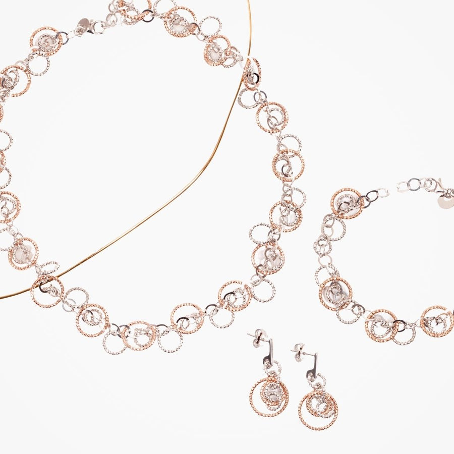 Roma Private Collection Bracelets Silver & Rose Gold Bella Sparkling 2-Tone Multi-Circle Bracelet