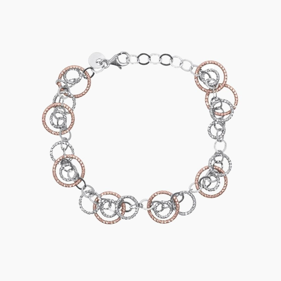 Roma Private Collection Bracelets Silver & Rose Gold Bella Sparkling 2-Tone Multi-Circle Bracelet